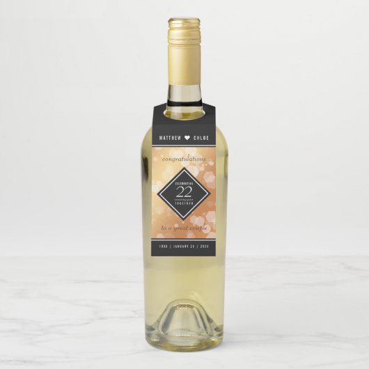 Eleganter 22. Geburtstag der Kupferhochzeit Flaschenanhänger (Auf Flasche)