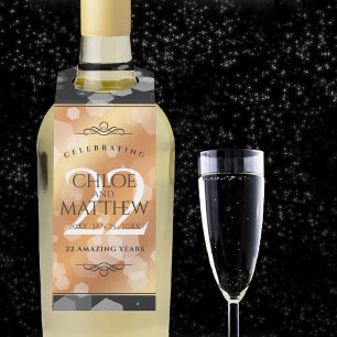 Eleganter 22. Geburtstag der Kupferhochzeit Flaschenanhänger