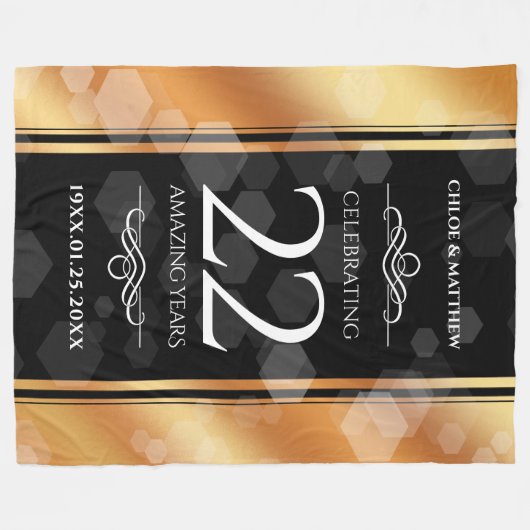 Eleganter 22. Geburtstag der Kupferhochzeit Fleecedecke (Vorderseite (Horizontal))