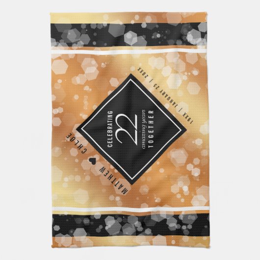 Eleganter 22. Geburtstag der Kupferhochzeit Geschirrtuch (Vertikal)