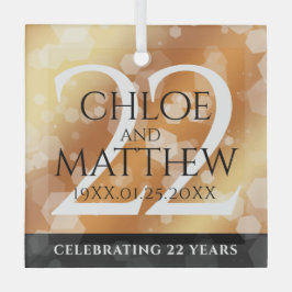 Eleganter 22. Geburtstag der Kupferhochzeit Ornament Aus Glas