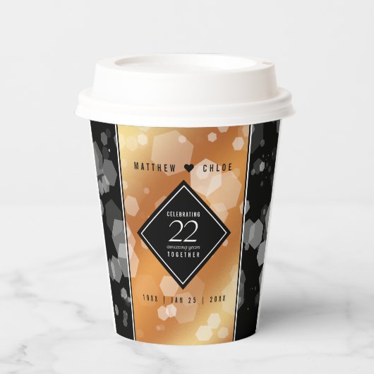 Eleganter 22. Geburtstag der Kupferhochzeit Pappbecher (Vorderseite)