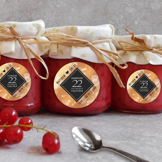 Eleganter 22. Geburtstag der Kupferhochzeit Runder Aufkleber