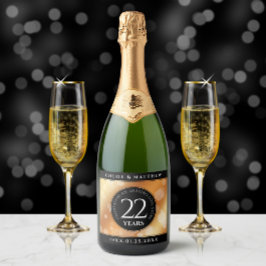 Eleganter 22. Geburtstag der Kupferhochzeit Schaumweinetikett