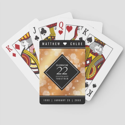 Eleganter 22. Geburtstag der Kupferhochzeit Spielkarten (Rückseite)