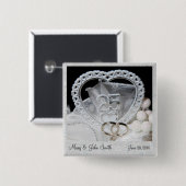 Eleganter 25. Hochzeitstag-Knopf Button (Vorne & Hinten)