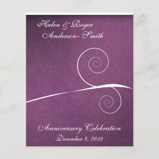 Eleganter 25-jähriger Lila Damask Swirl (Vorderseite)