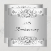 Eleganter 25-jähriger Silver White Diamond Einladung (Vorne/Hinten)