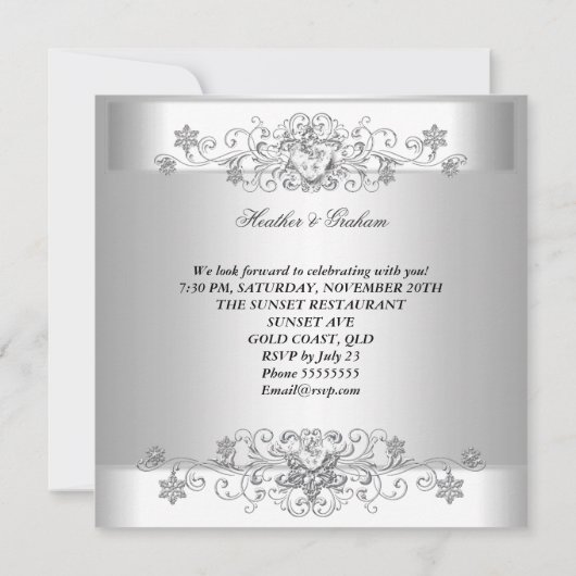 Eleganter 25-jähriger Silver White Diamond Einladung (Rückseite)