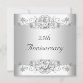 Eleganter 25-jähriger Silver White Diamond Einladung (Vorderseite)