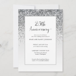 Eleganter 25. Silberner Glitzer Hochzeitstag Einladung