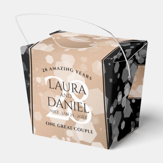 Eleganter 28. Geburtstag von Linen Geschenkschachtel (Rückseite)