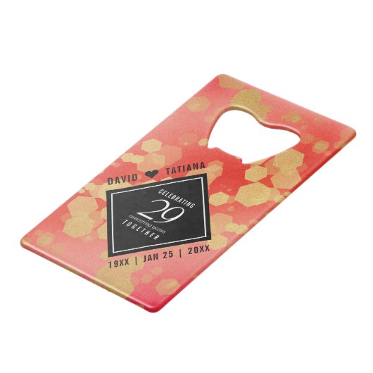 Eleganter 29. Garnet Hochzeitstag Geldbeutel Flaschenöffner (Vorderseite Schrägansicht)