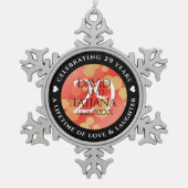 Eleganter 29. Garnet Hochzeitstag Schneeflocken Zinn-Ornament (Vorderseite)