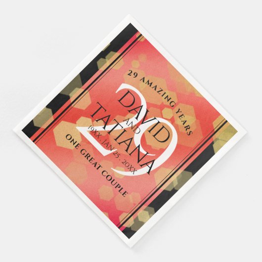 Eleganter 29. Garnet Hochzeitstag Serviette (Ecke)