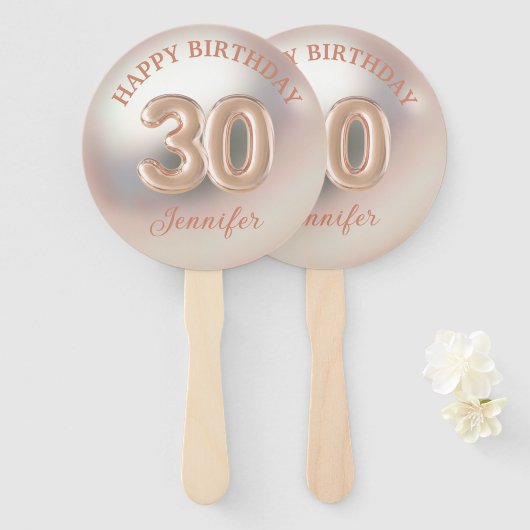 eleganter 30. Geburtstag Rose Gold Luxus Fächer (Vorne und Hinten)