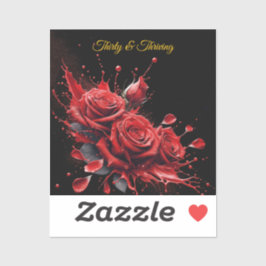 Eleganter 30. Geburtstag - Rose in Bloom Aufkleber