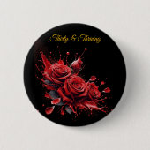 Eleganter 30. Geburtstag - Rose in Bloom Button (Vorderseite)