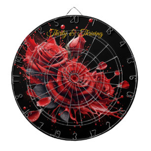 Eleganter 30. Geburtstag - Rose in Bloom Dartscheibe