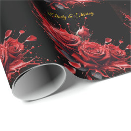 Eleganter 30. Geburtstag - Rose in Bloom Geschenkpapier