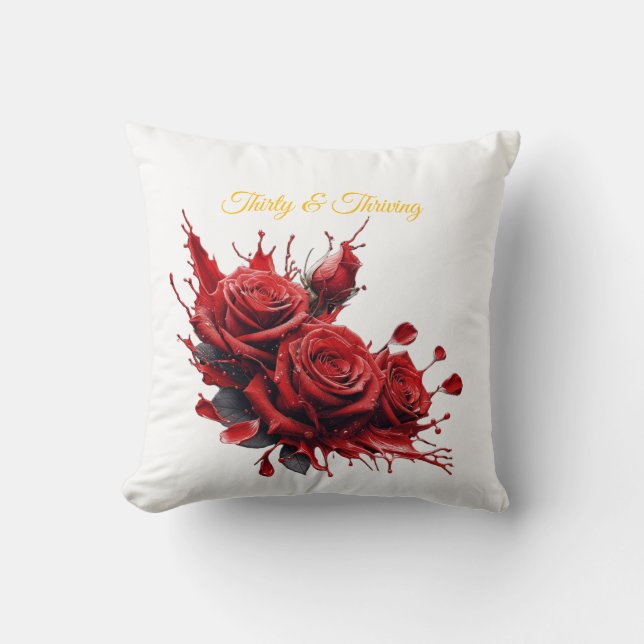 Eleganter 30. Geburtstag - Rose in Bloom Kissen (Vorderseite)
