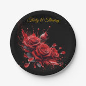 Eleganter 30. Geburtstag - Rose in Bloom Pappteller (Vorderseite)
