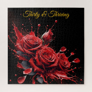 Eleganter 30. Geburtstag - Rose in Bloom Puzzle