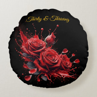 Eleganter 30. Geburtstag - Rose in Bloom Rundes Kissen