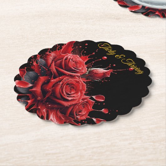 Eleganter 30. Geburtstag - Rose in Bloom Untersetzer (angewinkelt)