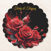 Eleganter 30. Geburtstag - Rose in Bloom Untersetzer (Vorderseite)