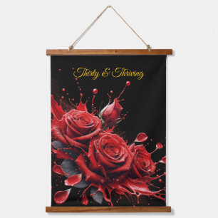 Eleganter 30. Geburtstag - Rose in Bloom Wandteppich Mit Holzrahmen