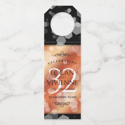 Eleganter 32. Geburtstag der Bronze Flaschenanhänger (Vorderseite)