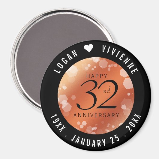 Eleganter 32. Geburtstag der Bronze Magnet (Vorderseite/Rückseite)