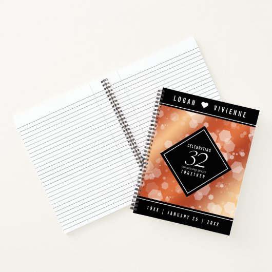 Eleganter 32. Geburtstag der Bronze Notizblock (Innenseite)