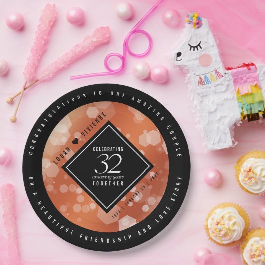 Eleganter 32. Geburtstag der Bronze Pappteller (Party)