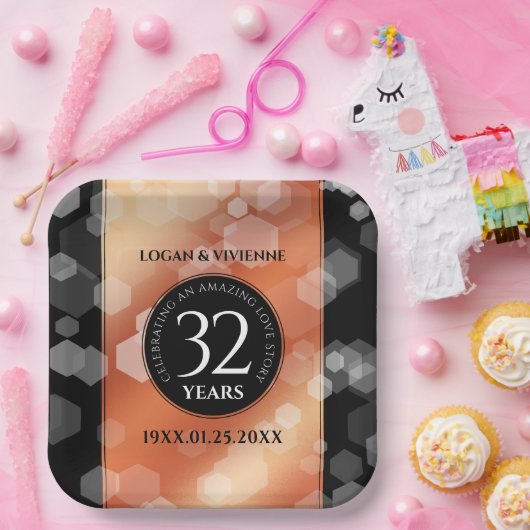 Eleganter 32. Geburtstag der Bronze Pappteller (Party)