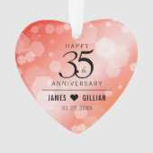 Eleganter 35. korallenroter Hochzeitstag Ornament (Vorderseite)