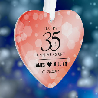 Eleganter 35. korallenroter Hochzeitstag Ornament