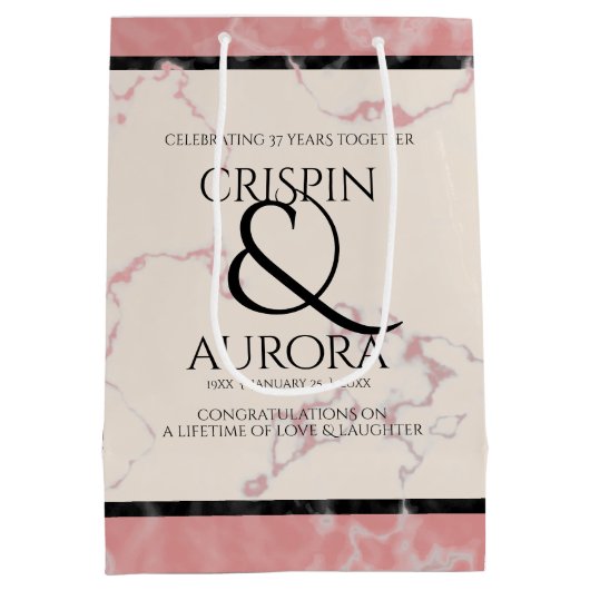 Eleganter 37. Alabaster Hochzeitstag Mittlere Geschenktüte (Rückseite)