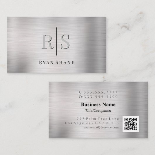 Eleganter 3-D Monogramm und Name QR-Code Gestrickt Visitenkarte (Vorne/Hinten)