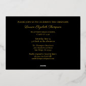 Eleganter 3 Foto Abschluss Schwarzes Gold Folieneinladung (Rückseite)