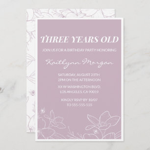 Eleganter 3. Geburtstag Einladungen Moderne Blumen