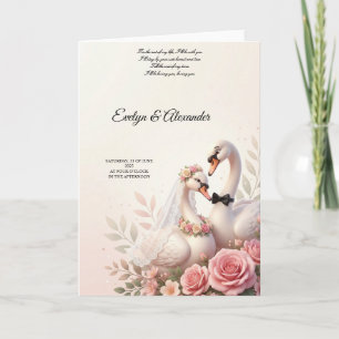 Eleganter 3D-Schwan-Braut und Bräutigam-Blush-Rosa Karte