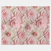 Eleganter 3D-Stil Floral Relief Pink Fleecedecke (Vorderseite (Horizontal))