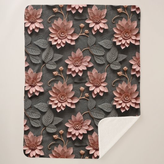 Eleganter 3D Stil Floral Relief Sherpadecke (Vorderseite)