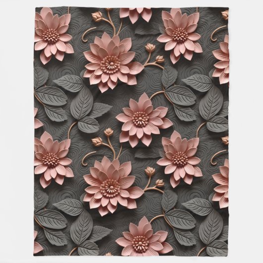 Eleganter, 3D-Stil Pastel Floral Relief Fleecedecke (Vorderseite)