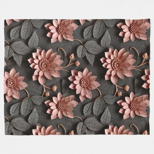 Eleganter, 3D-Stil Pastel Floral Relief Fleecedecke (Vorderseite (Horizontal))