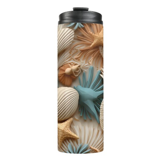 Eleganter 3D Stil Pastel Seashells Thermosbecher (Vorderseite)