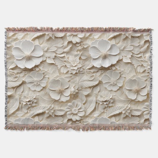 Eleganter, 3D-Stilweißer Flora Relief Decke (Vorderseite)
