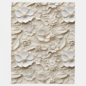 Eleganter, 3D-Stilweißer Flora Relief Fleecedecke (Vorderseite)